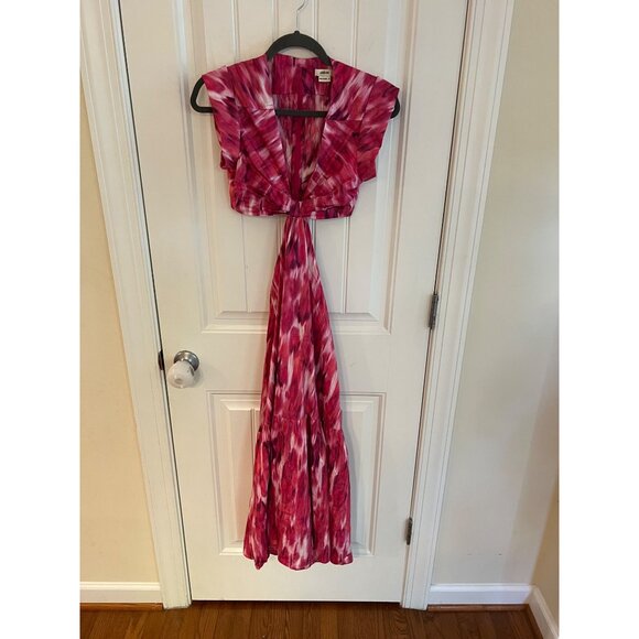 Jason Wu Water Color Pink Tie‎ Dye Cut Out Sleeveless Maxi Dress Sz XS - Picture 2 of 5